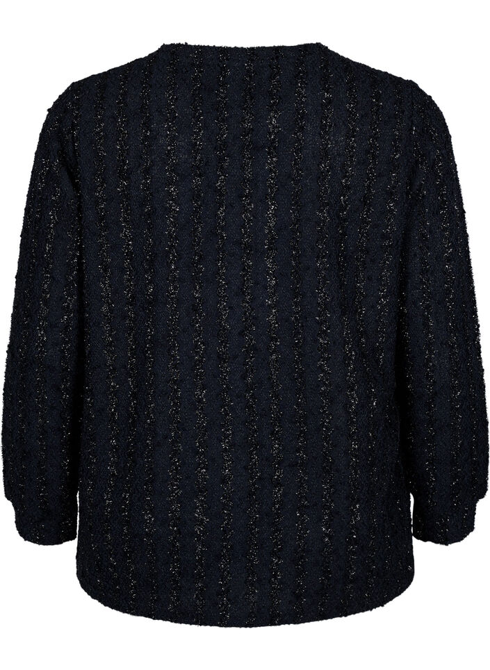 Blus med skimrande struktur, Svart, Packshot image number 1