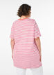 L&aring;ng oversized randig t-shirt i ekologisk bomull, Lila, Model image number 2