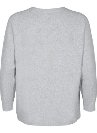 Melerad stickad tröja med paljetter, Light Grey Melange, Packshot image number 1