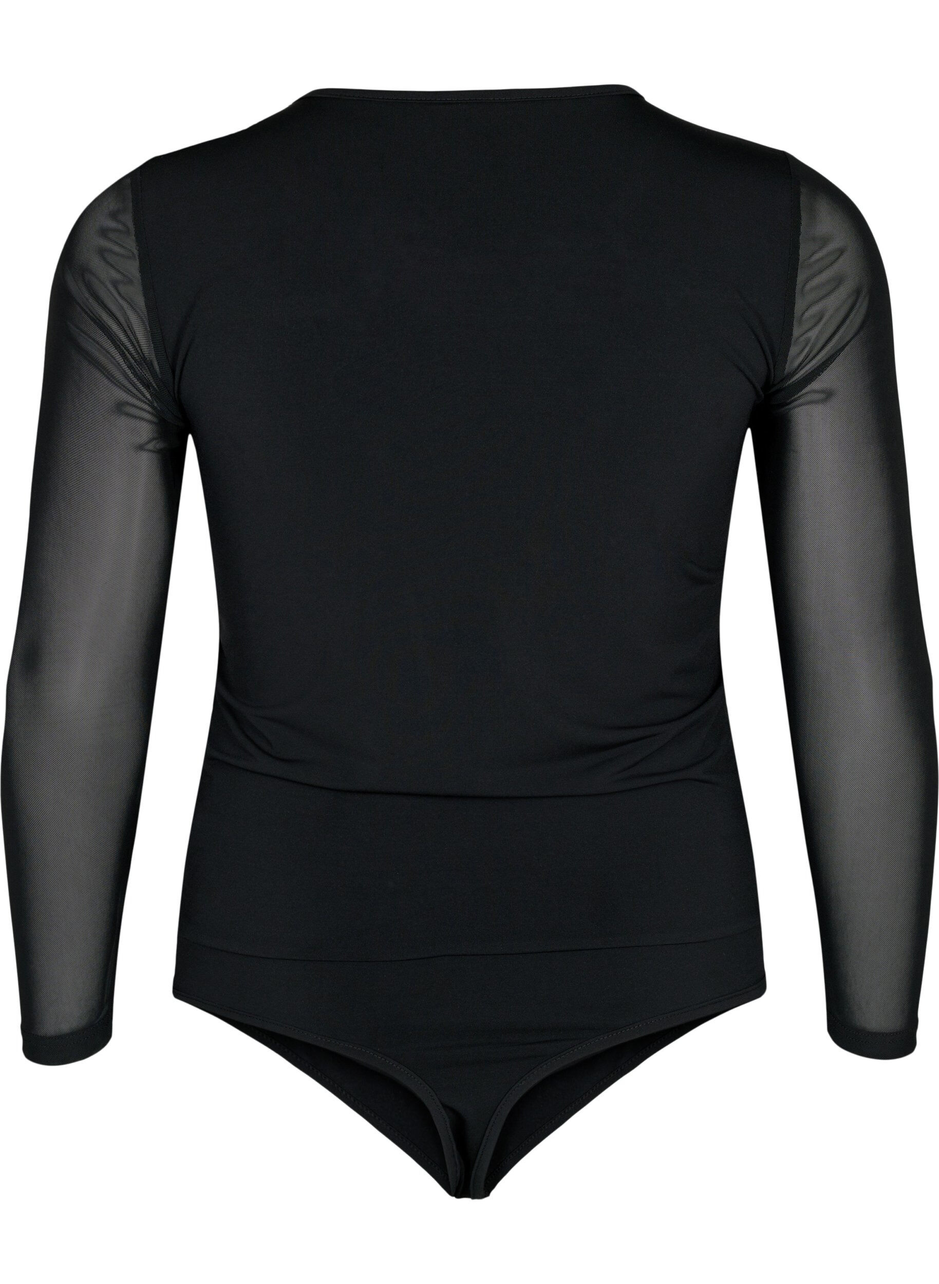 Zizzi Kroppsn&auml;ra body med mesh, Black, Packshot image number 1