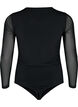 Kroppsnära body med mesh, Black, Packshot image number 1