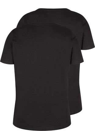 2-pack kortärmade t-shirtar i bomull, Black, Packshot image number 1