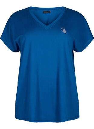 Tränings t-shirt med v-ringning och lös passform, Blue Opal, Packshot image number 0