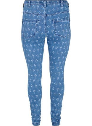 Super slim Amy jeans med blommönster, Blue denim, Packshot image number 1