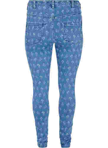 Super slim Amy jeans med blommönster, Blue denim, Packshot image number 1