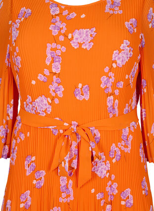 Mönstrad plisserad klänning med knytband, Exuberance Flower, Packshot image number 2