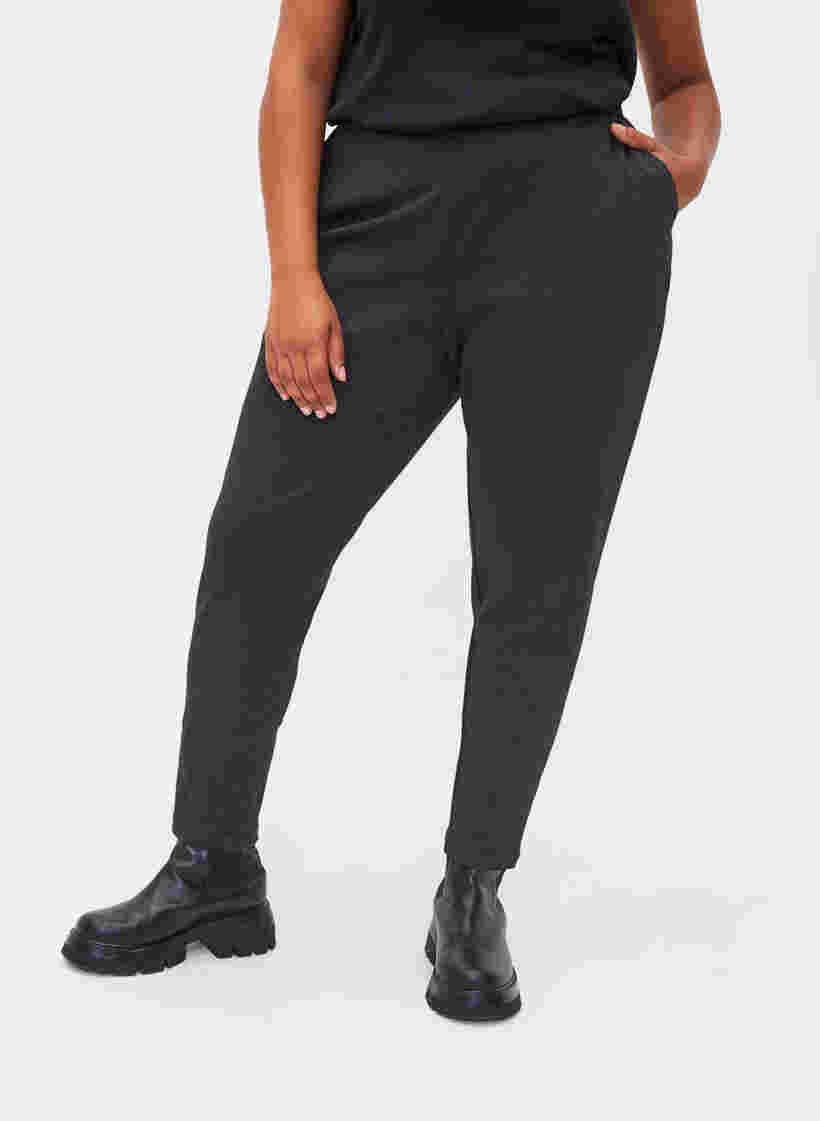 Croppade byxor med fickor, Dark Grey Melange, Model image number 1