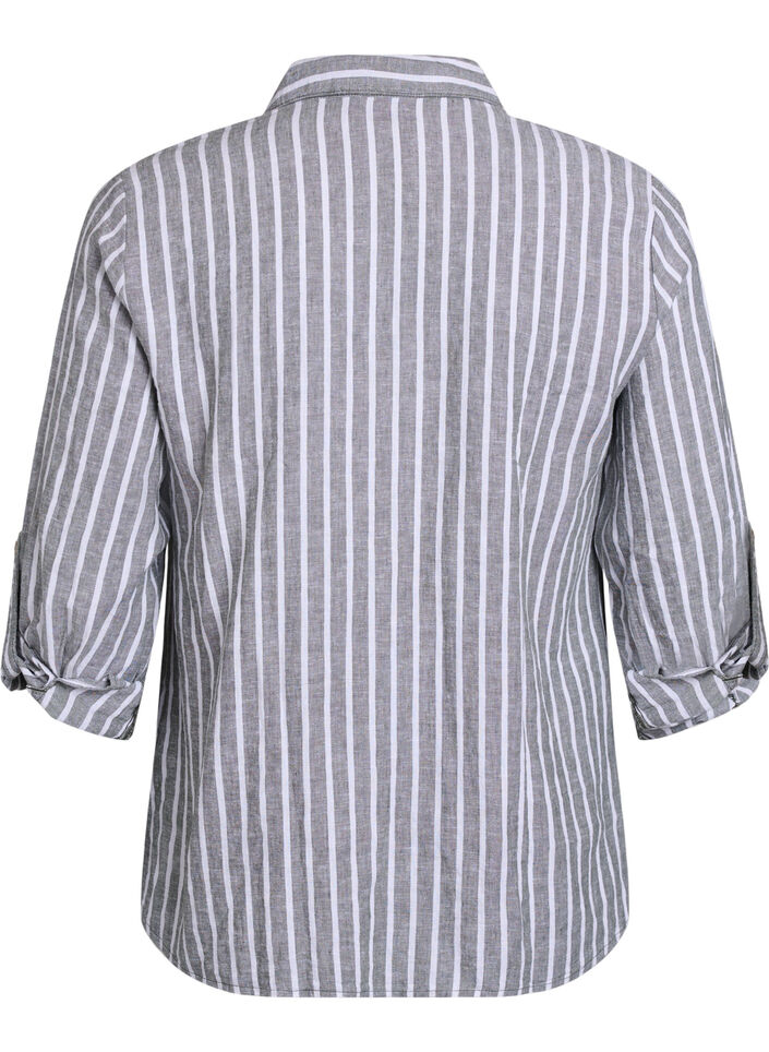 Skjorta i linne och viskos med 3/4-&auml;rmar, Gr&ouml;n, Packshot image number 1