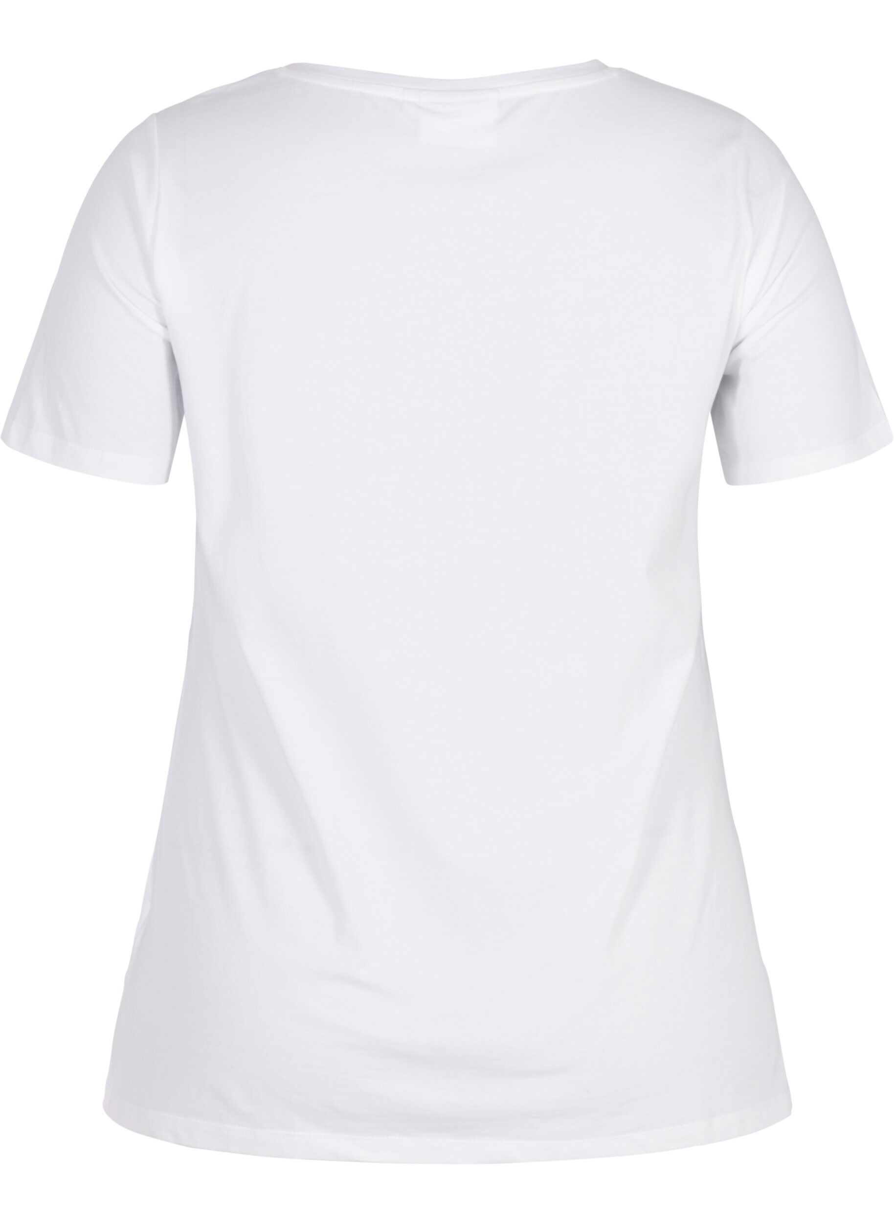 ZizziEnf&auml;rgad t-shirt i bomull, Vit, Packshot image number 1