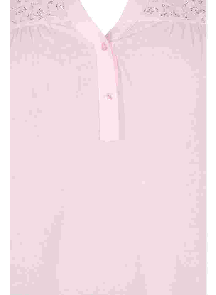 Bomullsblus med spetsdetaljer, Pink-A-Boo, Packshot image number 2