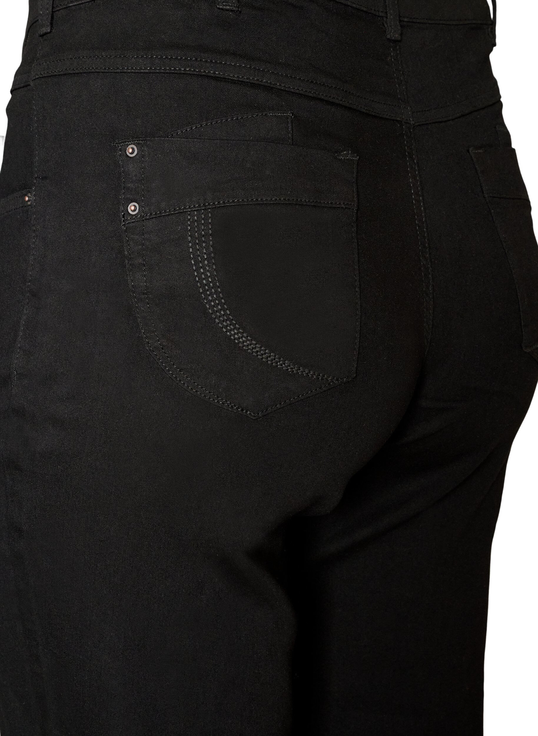 ZizziGemma-jeans med normal passform och h&ouml;g midja, Svart, Packshot image number 3