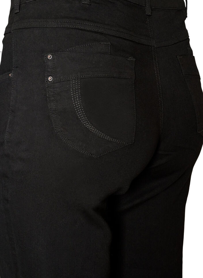 Gemma-jeans med normal passform och h&ouml;g midja, Svart, Packshot image number 3