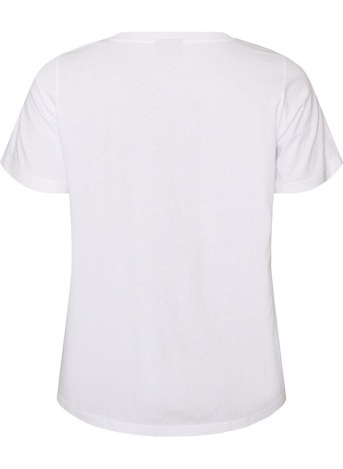 T-shirt i bomull med tryck, Vit, Packshot image number 1