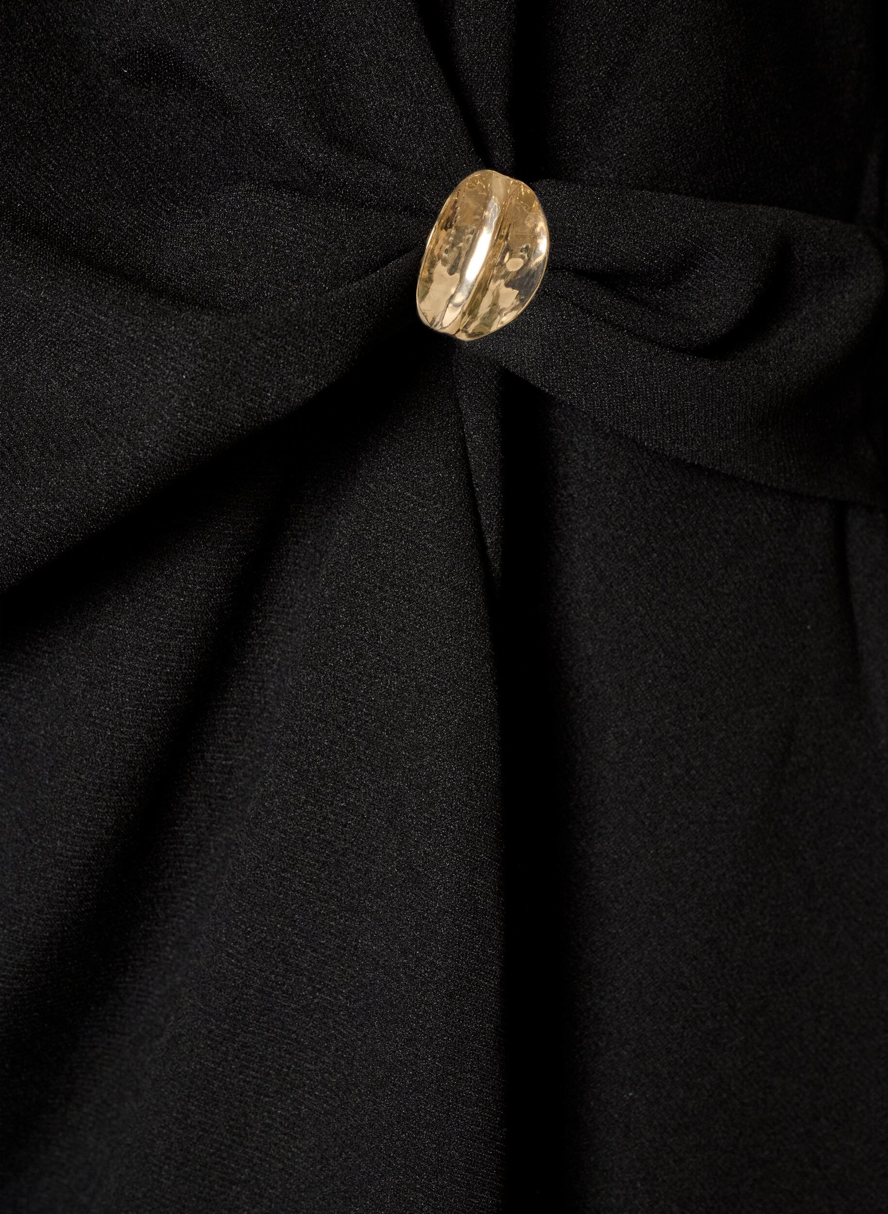 ZizziBlus med asymmetrisk drapering och 3/4-&auml;rmar, Svart, Packshot image number 3