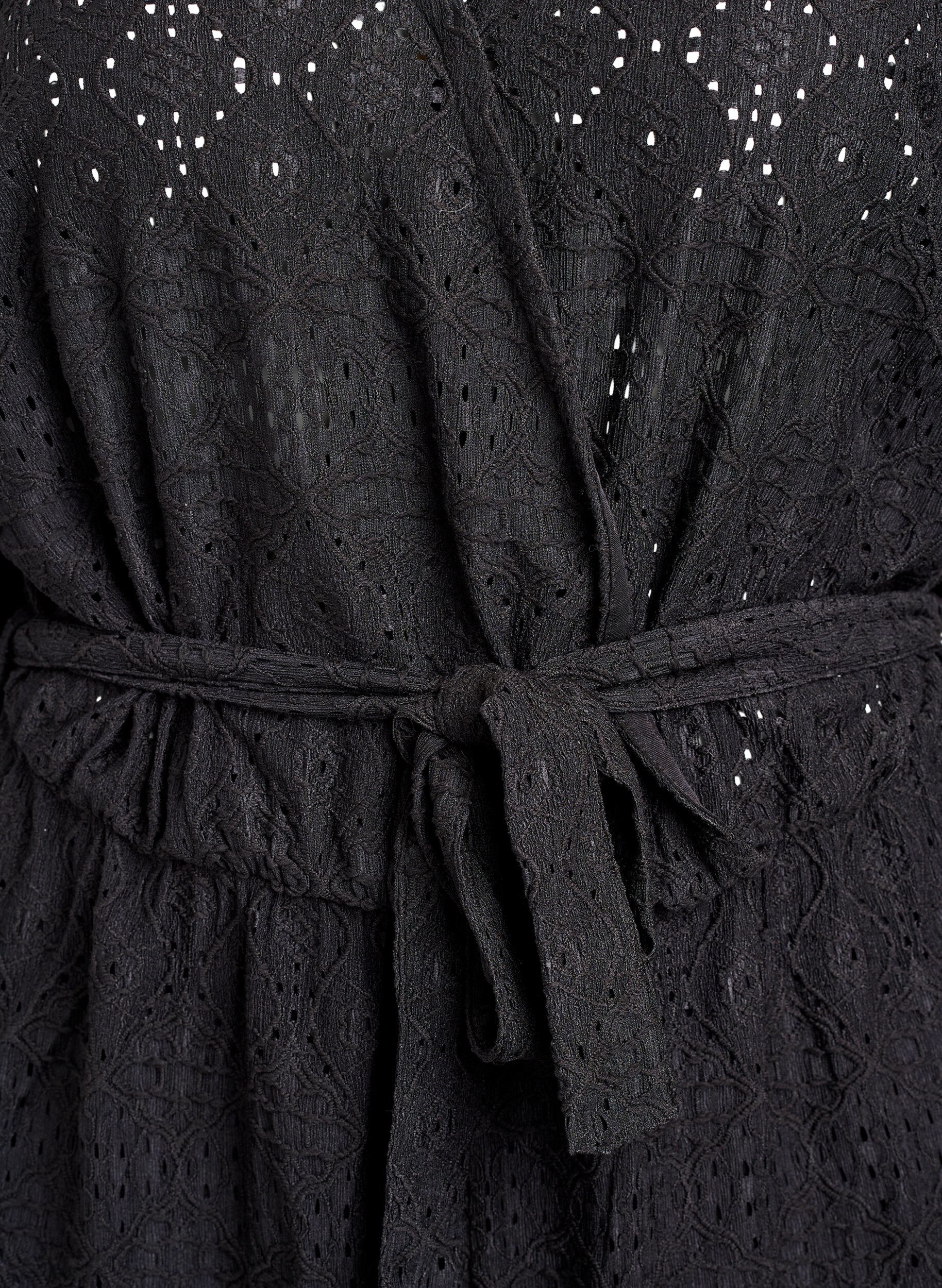 Zizzi Byxdress med kort &auml;rm och knytband, Black, Packshot image number 2