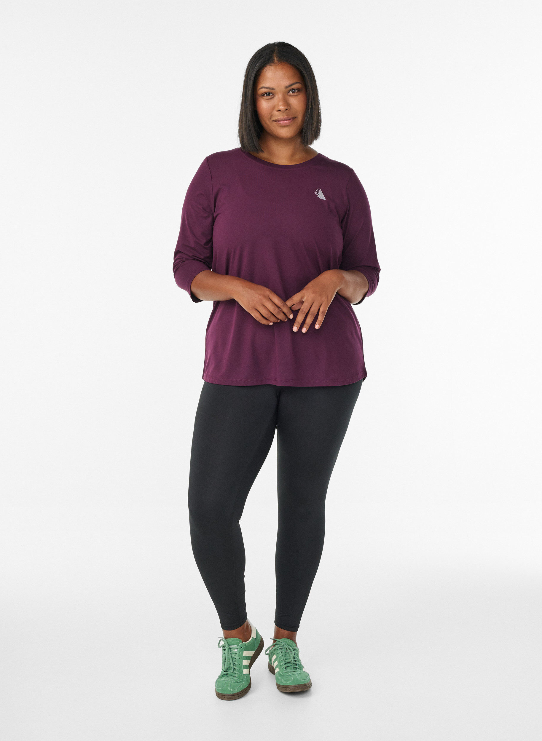 ZizziTr&auml;ningsblus med trekvarts&auml;rm, Lila, Model image number 1