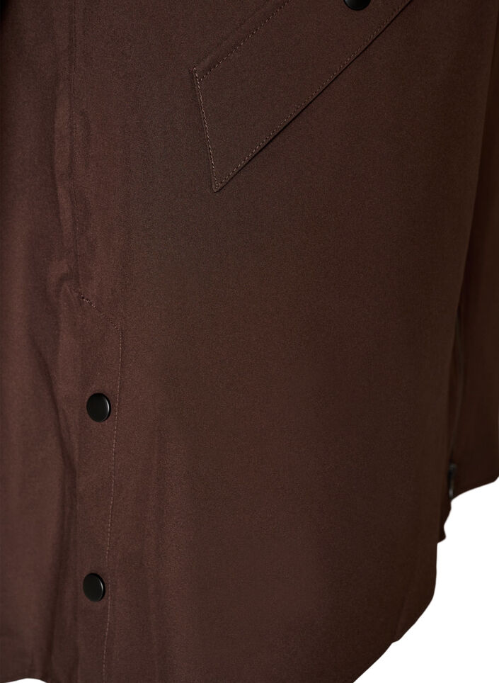 Regnkappa med fickor och huva, Brun, Packshot image number 3