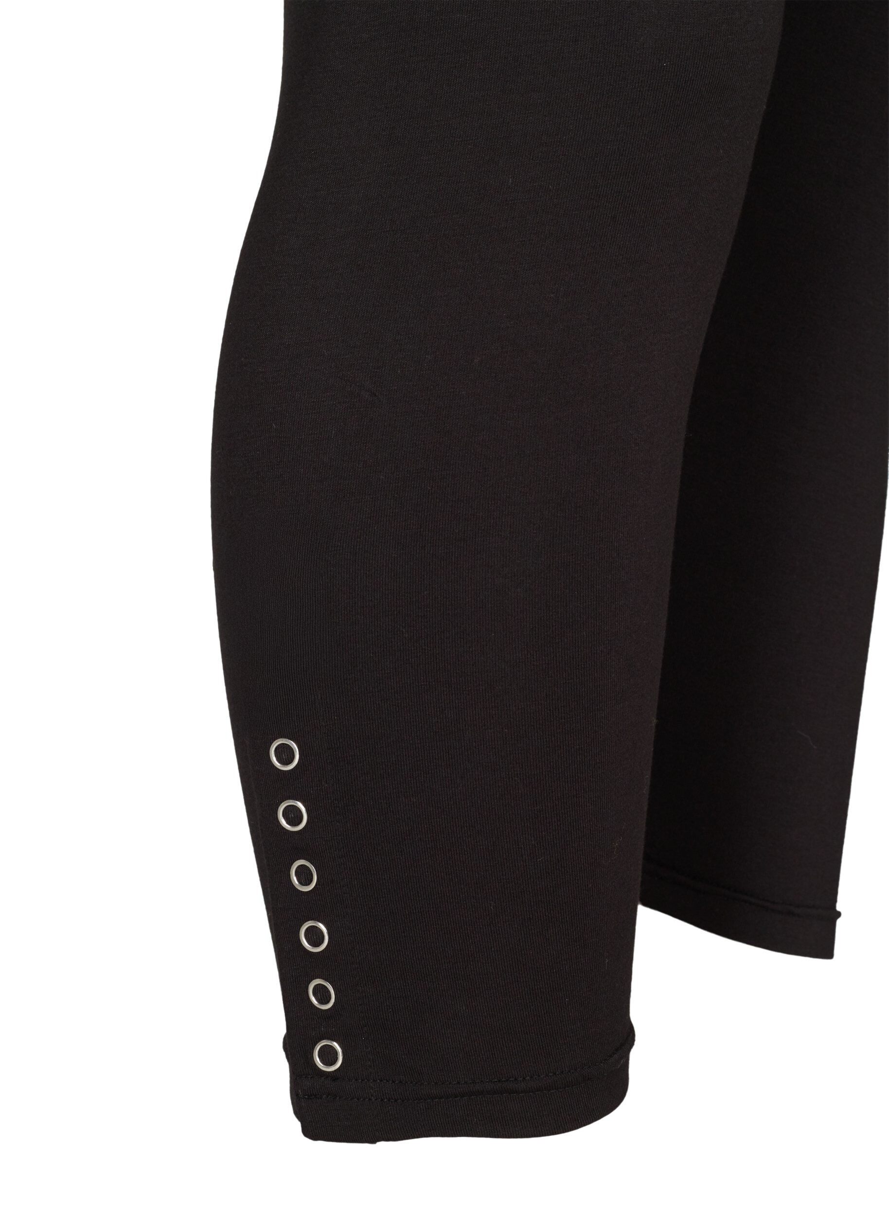 ZizziLeggings med 3/4-l&auml;ngd och knappar, Svart, Packshot image number 3