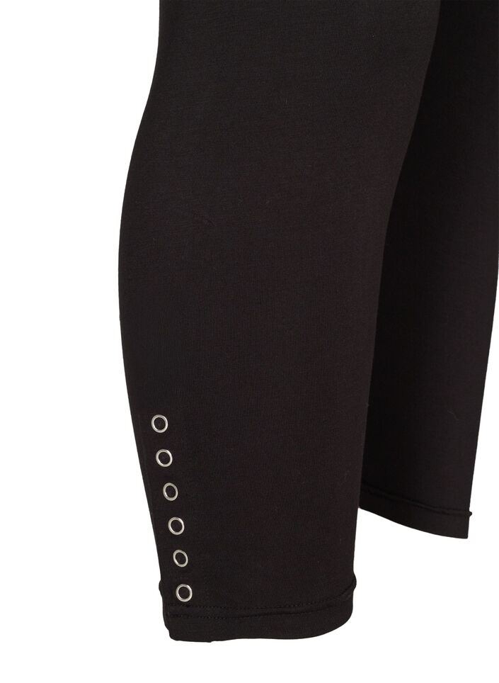 Leggings med 3/4-l&auml;ngd och knappar, Svart, Packshot image number 3