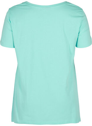 A-linjeformad och asymmetrisk t-shirt i bomull, Aqua Sky PARIS, Packshot image number 1