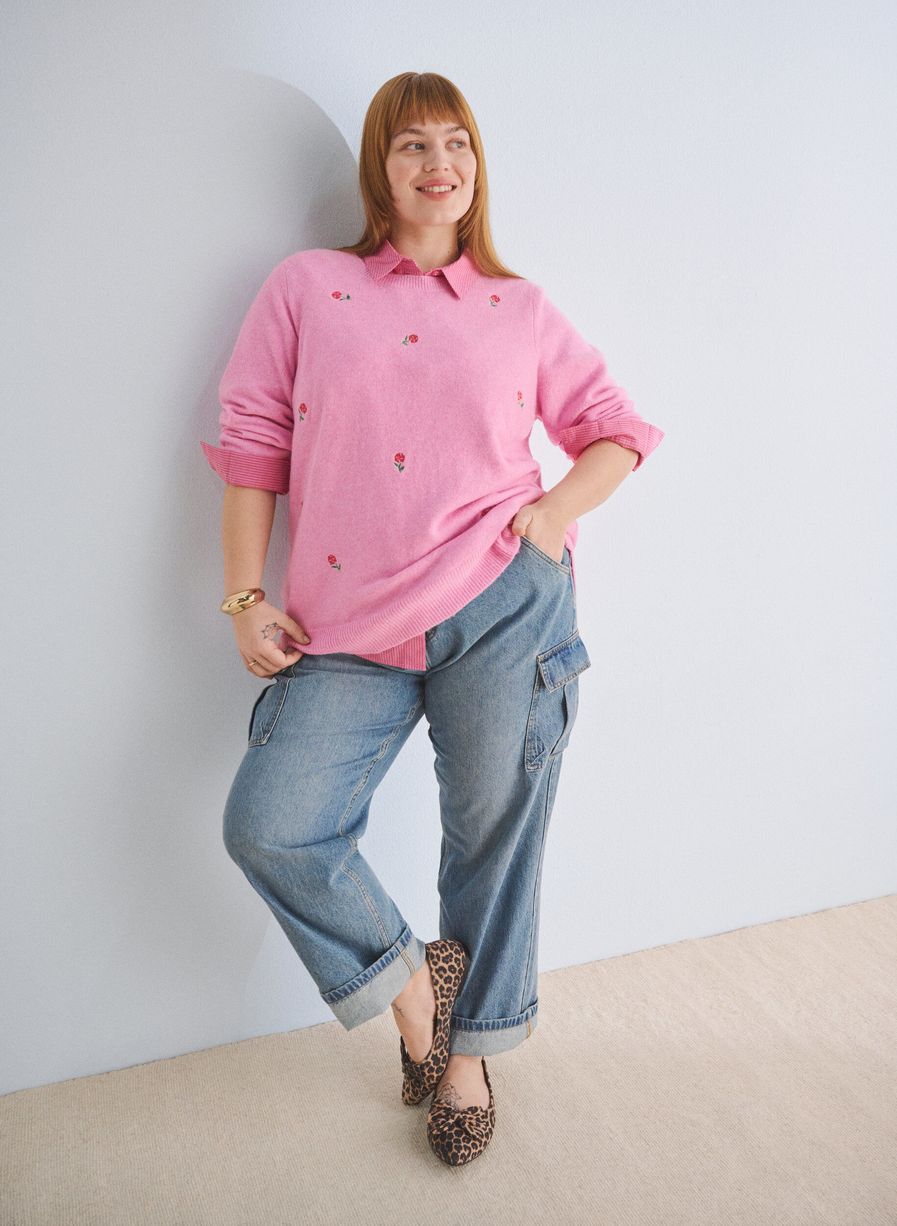 Zizzi L&ouml;st sittande jeans med cargo-fickor, Light blue, Image image number 0