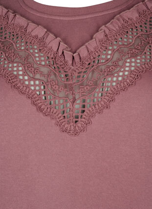 Sweatshirt med volang och virkad detalj, Rose Brown, Packshot image number 2