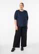 Finstickad blus med korta &auml;rmar, Bl&aring;, Model image number 1