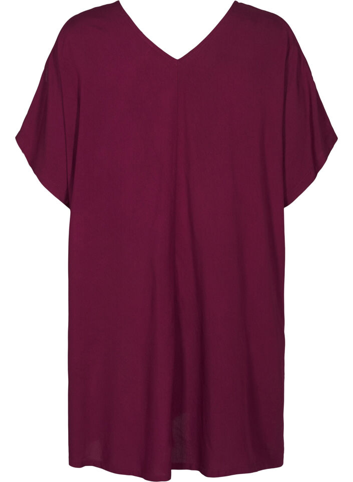 Strandklänning i viskos med axeldetalj, Röd, Packshot image number 1