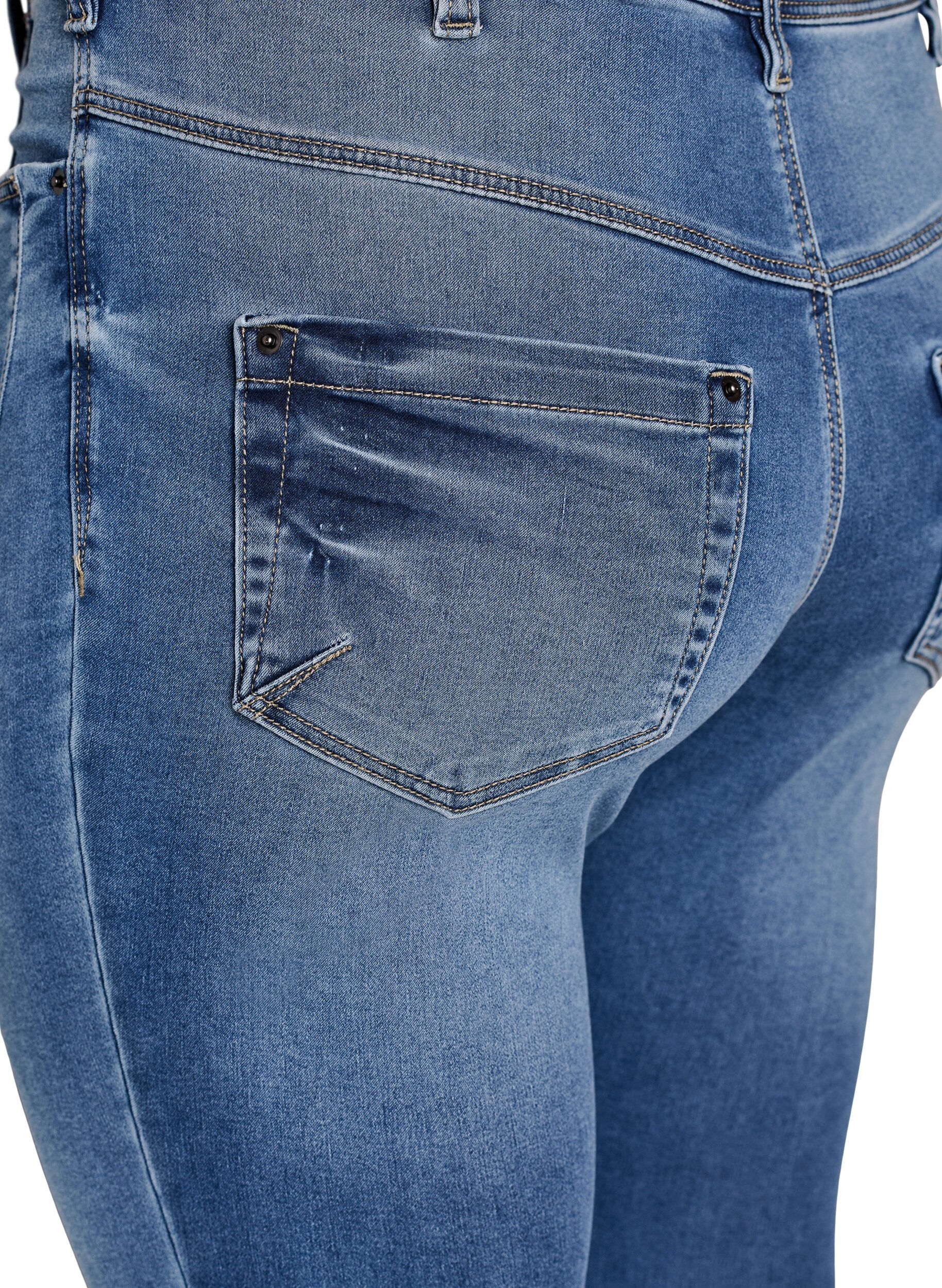 ZizziCroppade Amy jeans med dragkedja, Bl&aring;, Packshot image number 3