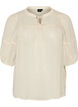 Blus i seersucker med knytband, Beige, Packshot image number 0