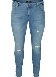 Extra slim Sanna jeans med slitna detaljer, Light blue denim