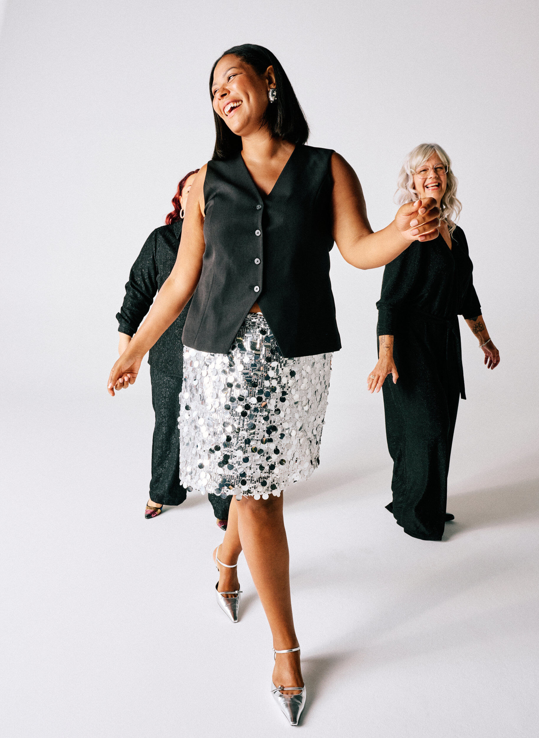 Zizzi Kort paljettkjol med res&aring;r i midjan, Silver, Image image number 0