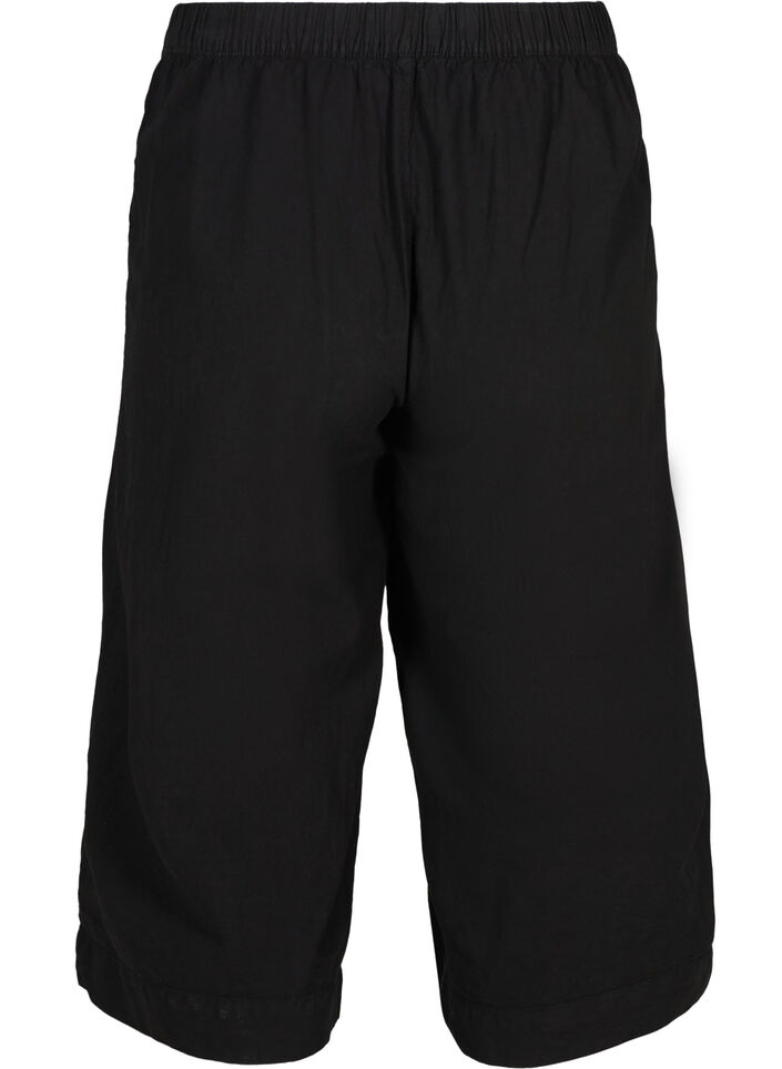 Lösa culottebyxor i bomull, Black, Packshot image number 1