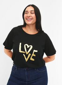 T-shirt från FLASH med tryck, Black Heart, Model