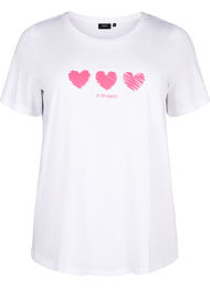 T-shirt i bomull med rund halsringning och tryck, B. White W. Hearts