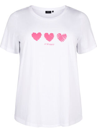 T-shirt i bomull med rund halsringning och tryck, B. White W. Hearts, Packshot image number 0