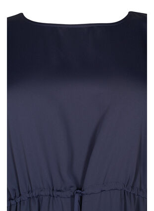 Kortärmad midiklänning med justerbar midja, Evening Blue, Packshot image number 3