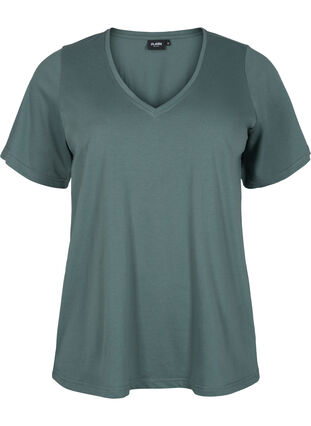 FLASH - T-shirt med v-ringning, Balsam Green, Packshot image number 0