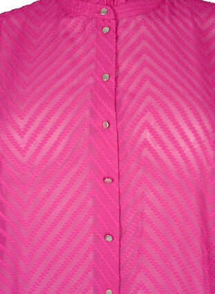 Skjortblus med volanger och mönstrad textur, Festival Fuchsia, Packshot image number 2