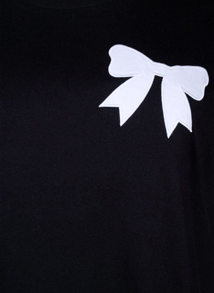 T-shirt i bomull med fluga, Black W. White, Packshot image number 2