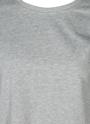 Croppad sweatshirt med rund hals, Light Grey Melange, Packshot image number 2