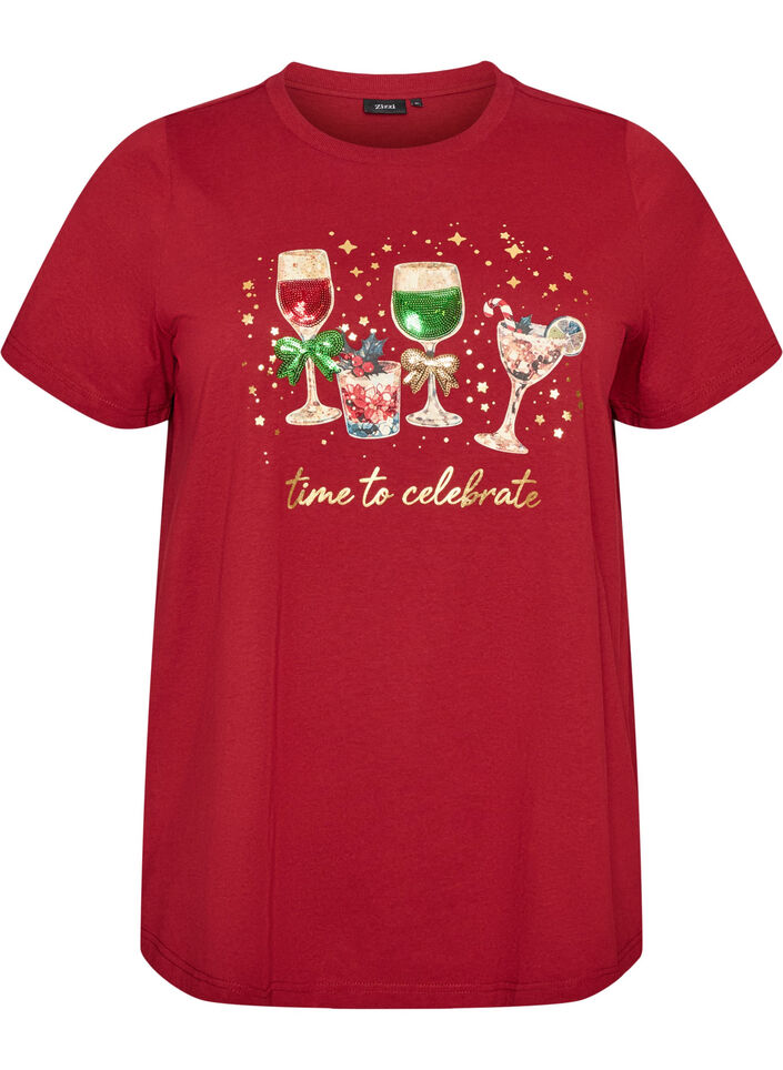 Jul-t-shirt i ekologisk bomull, R&ouml;d, Packshot image number 0