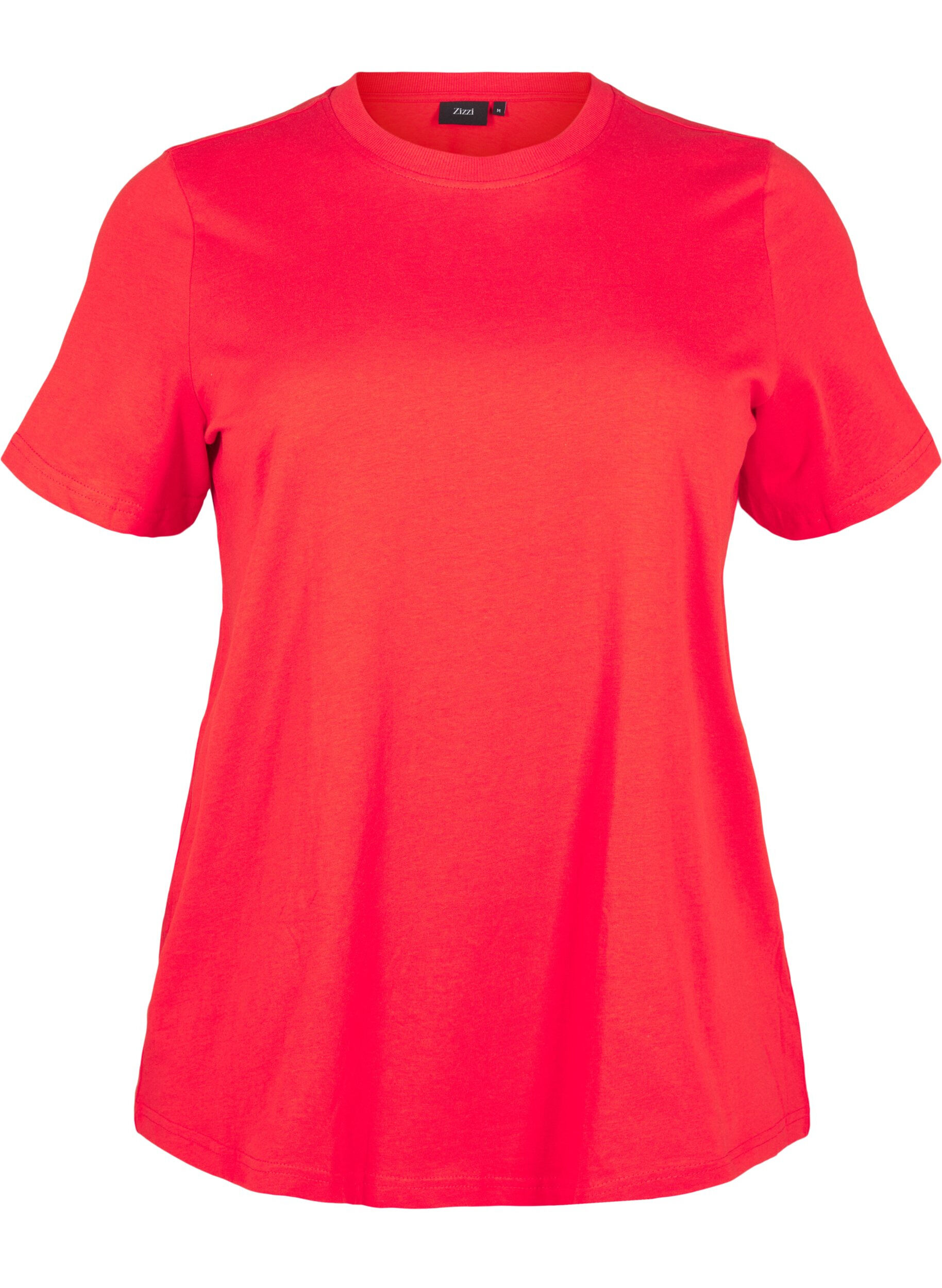 ZizziEnkel t-shirt i bomull med rund halsringning, R&ouml;d, Packshot image number 0
