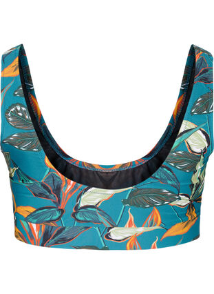 Mönstrad bikinitop med rund halsringning, Leaf Print, Packshot image number 1