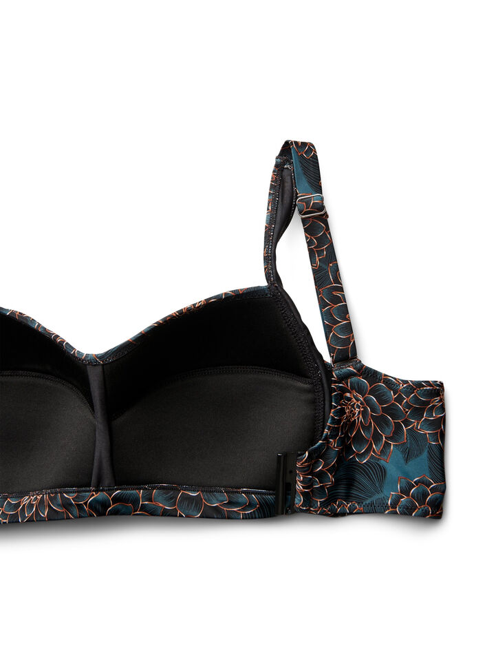 Vadderad bikinitopp med tryck, Bl&aring;, Packshot image number 3