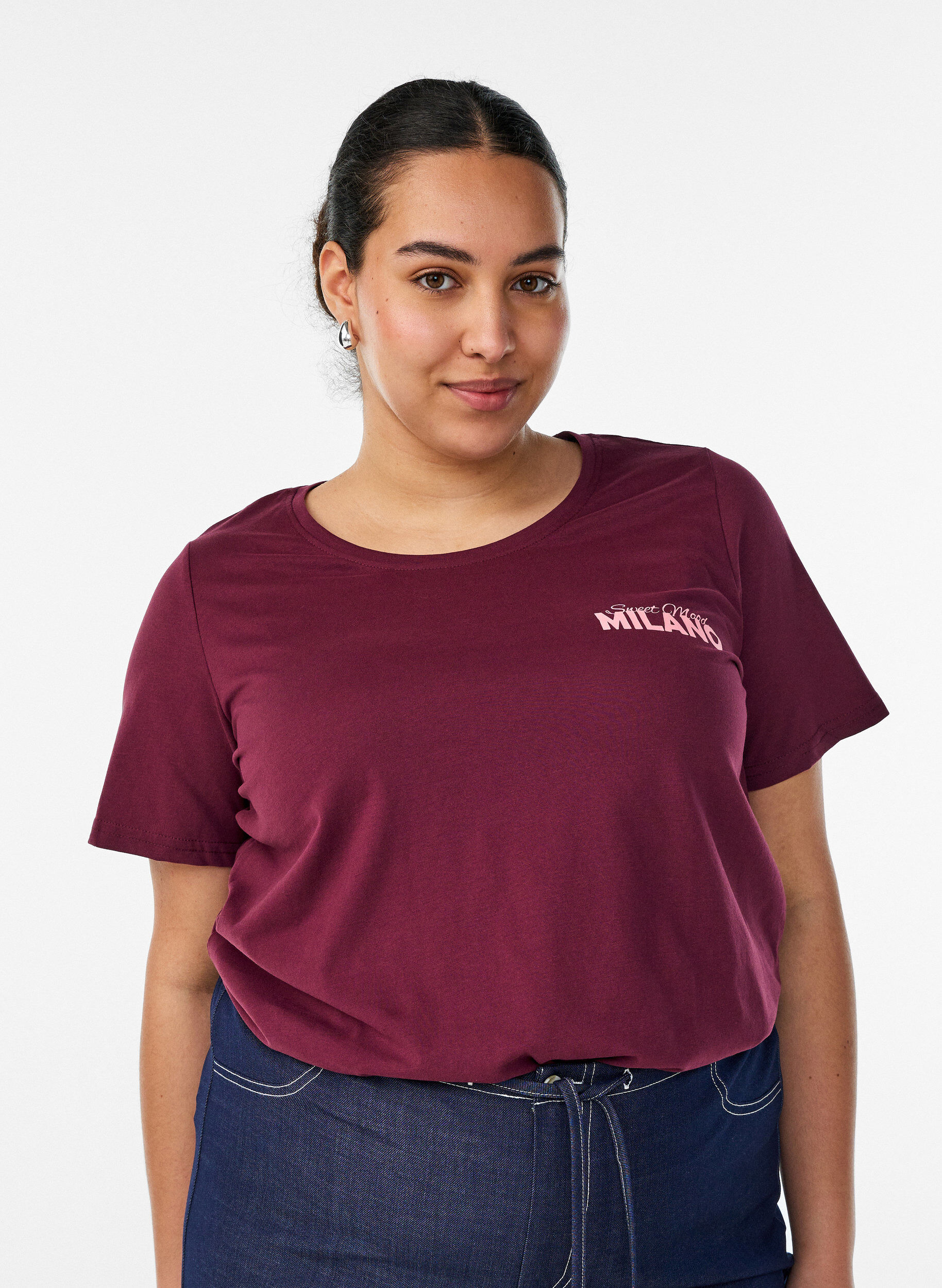 T-shirt med tryck, R&ouml;d, Model