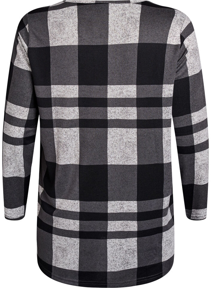 Mönstrad blus med långa ärmar, Grå, Packshot image number 1