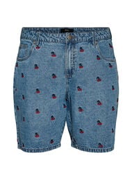 Broderade jeansshorts, Bl&aring;