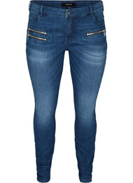 Sanna jeans med blixtlåsdetaljer, Blue denim