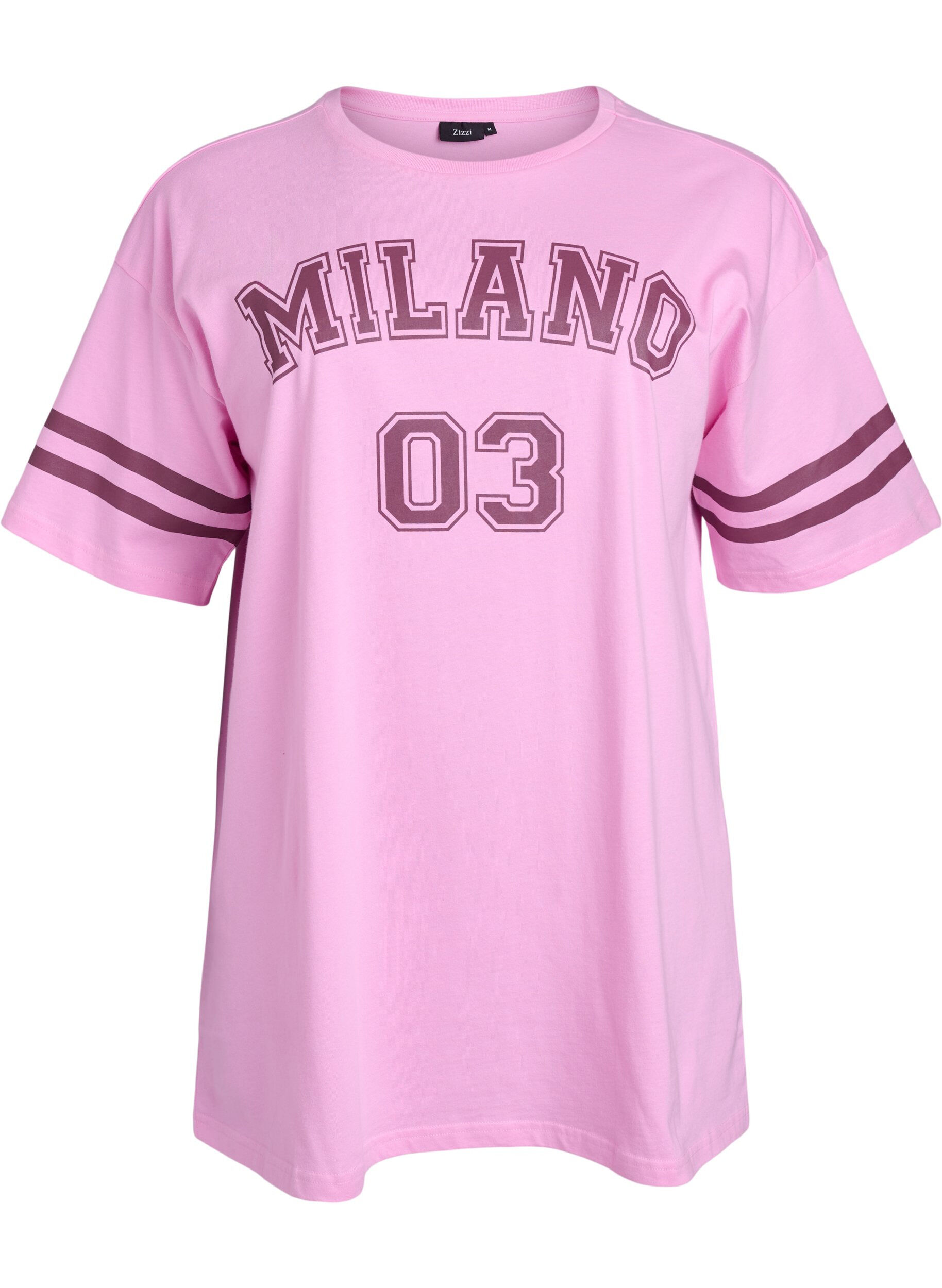 Zizzi Sportig oversized college-t-shirt, Rosa, Packshot image number 0